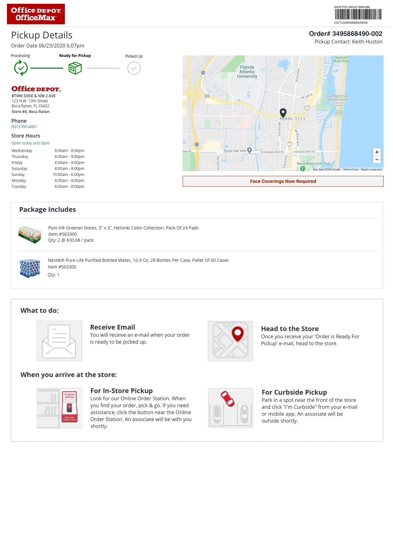 Pick up details — marketplace template